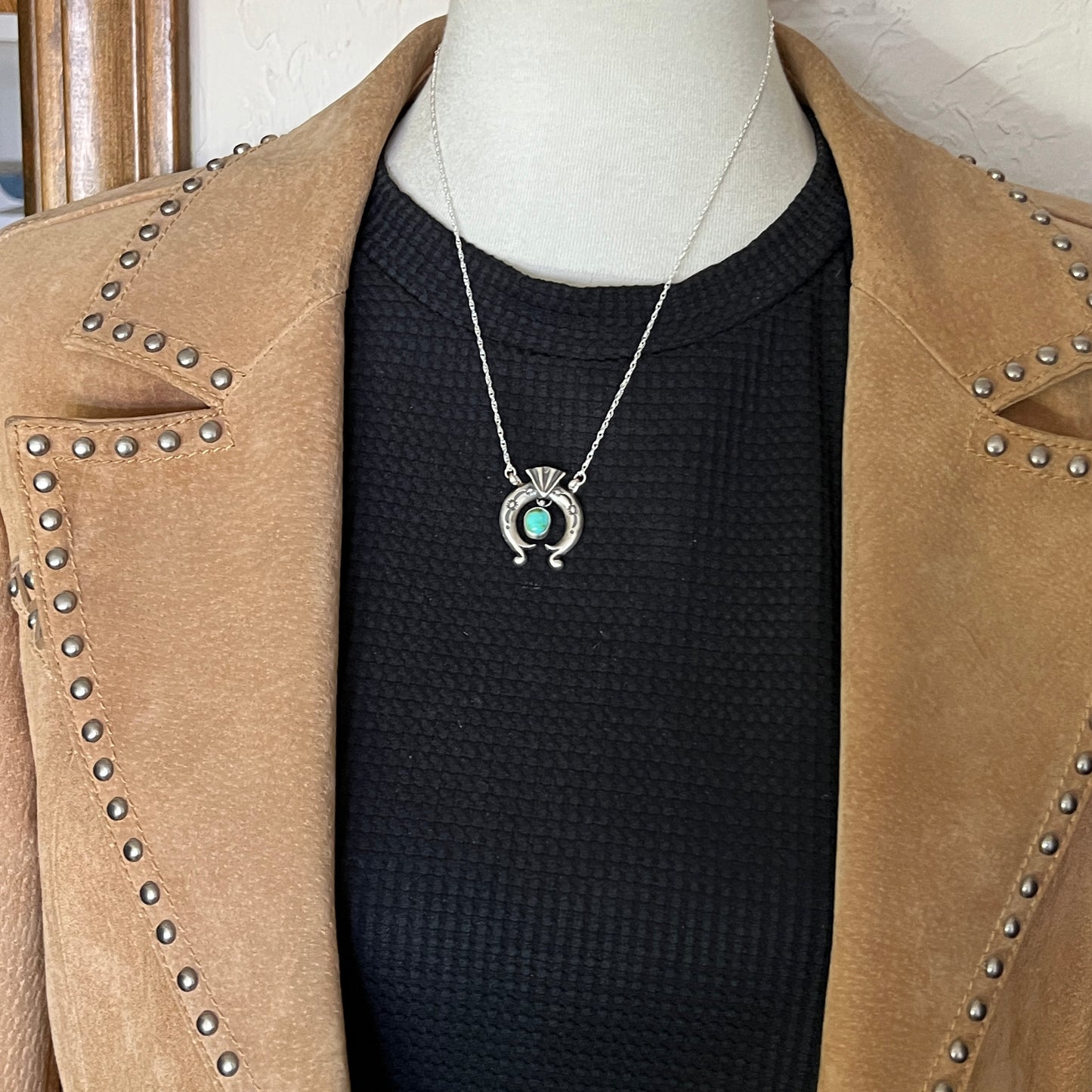 18 1/2" Sonoran Turquoise Naja Necklace Sterling silver Navajo Verley Betone 650