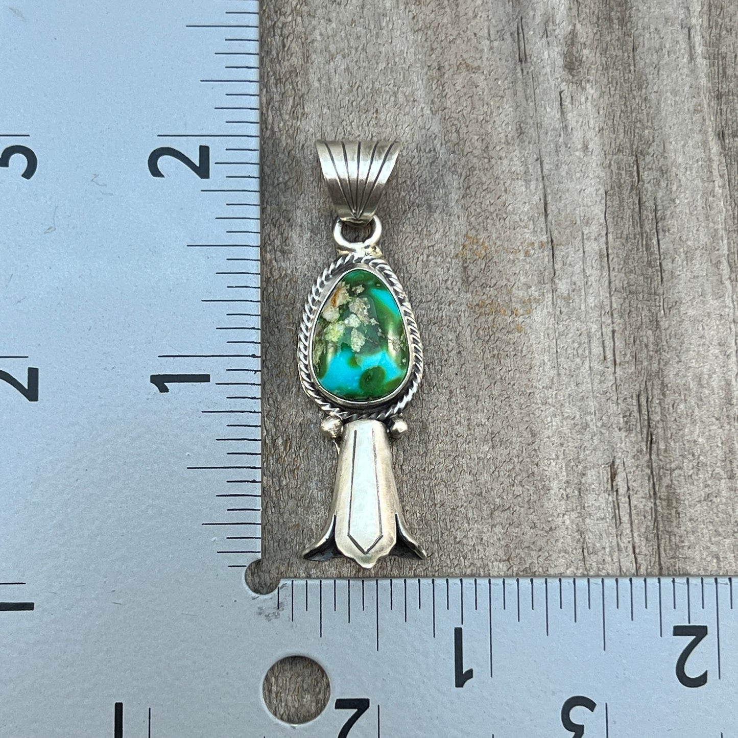 Sonoran Gold Turquoise Squash Blossom Pendant Adrienne Gordon Sterling Silver 600