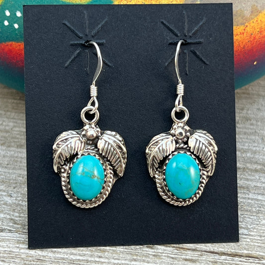 Small Turquoise dangle earrings sterling silver turquoise Sharon McCarthy 413