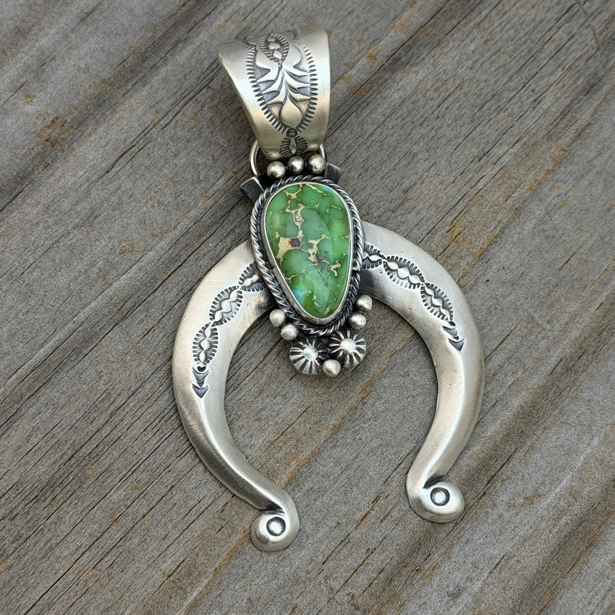 Sonoran Gold Turquoise Naja Pendant Samuel Yellowhair Navajo Handmade PD6