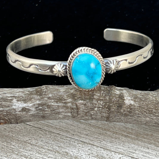 6.25 6.5 6.75 Kingman Turquoise stacker Cuff bracelet #10 Sterling Silver Samuel Yellowhair