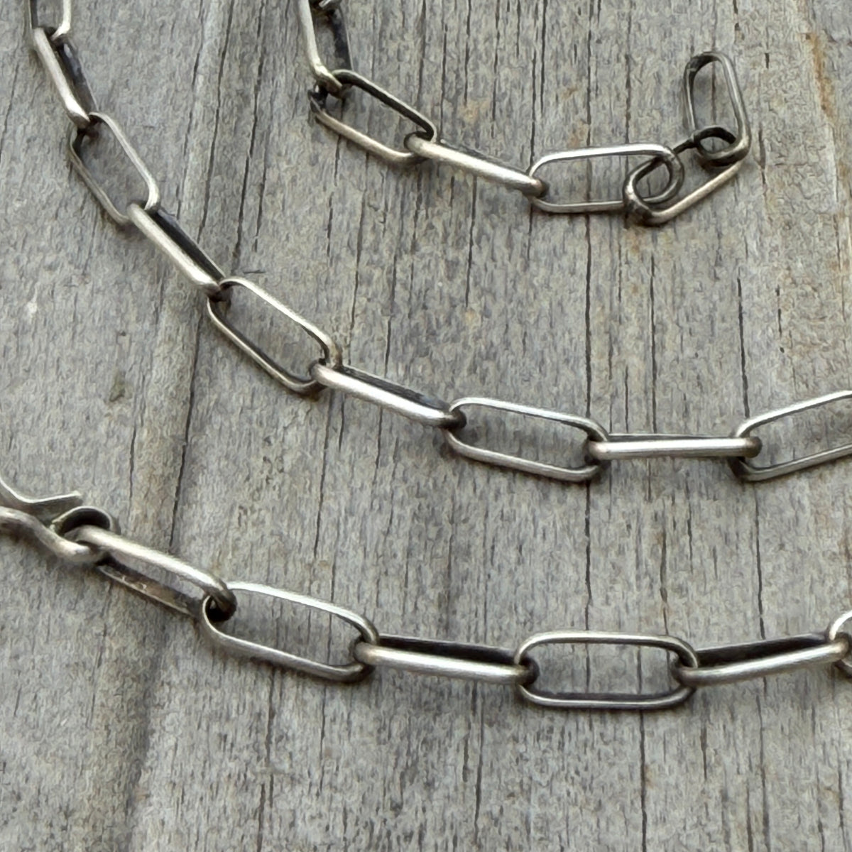 18" Sterling Silver Navajo Handmade Paper Clip Link Chain necklace Sally Shurley CH3-18
