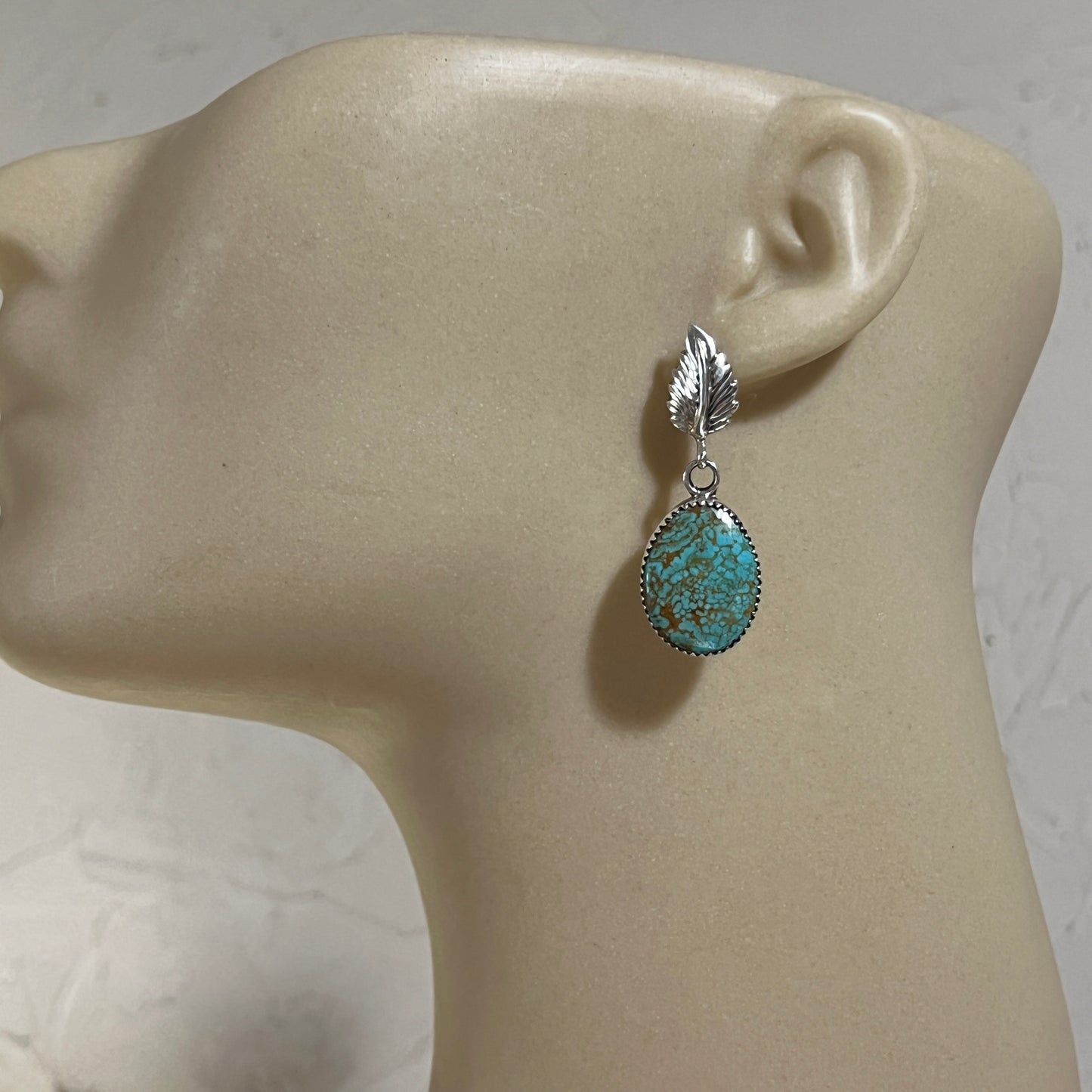 Turquoise Dangle Drop earrings #3, Navajo Hiram Largo