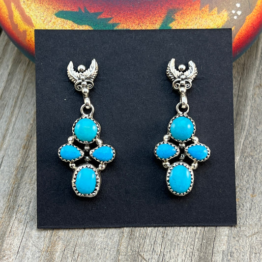 Sterling silver Turquoise cluster Earrings Bernita Begay Sterling Silver 848