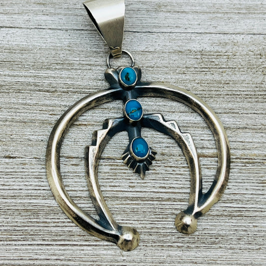 Sterling silver turquoise old style naja pendant Eugene Gruber