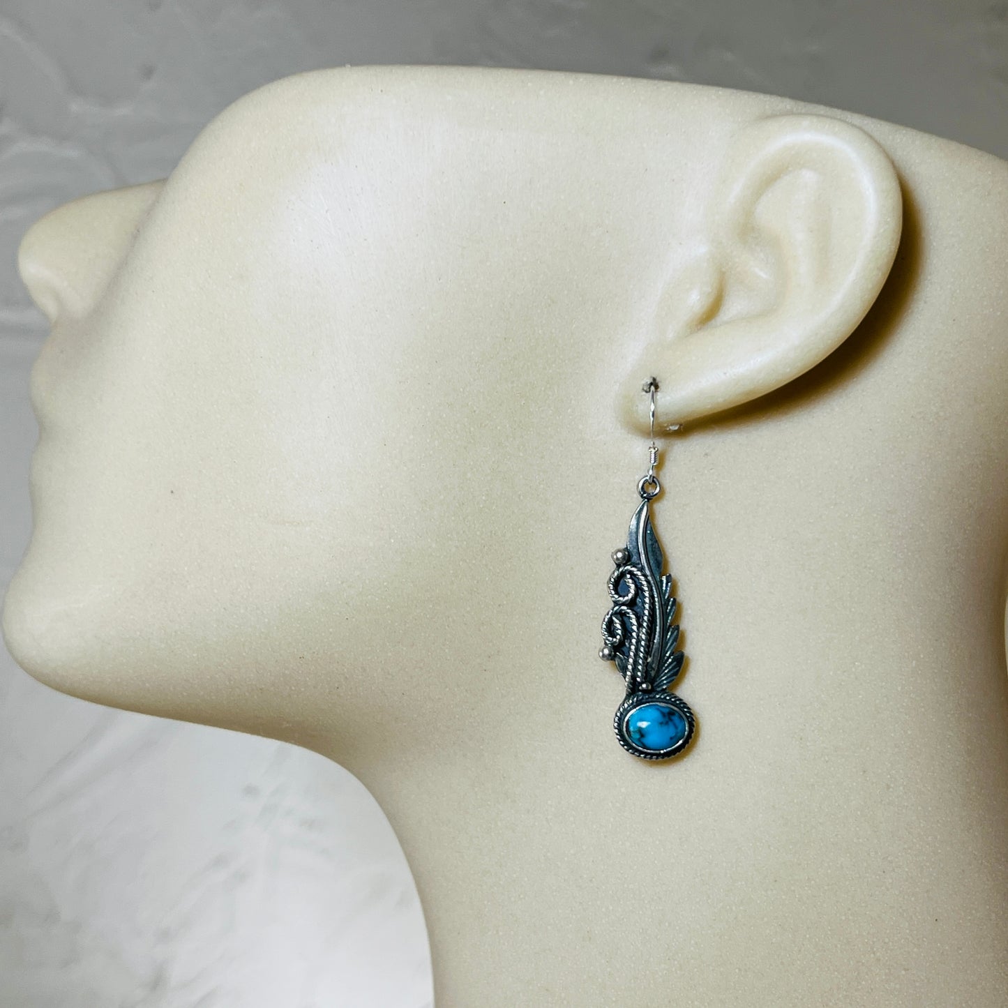 Turquoise  earrings sterling silver Genevieve Francisco Navajo handmade ER34