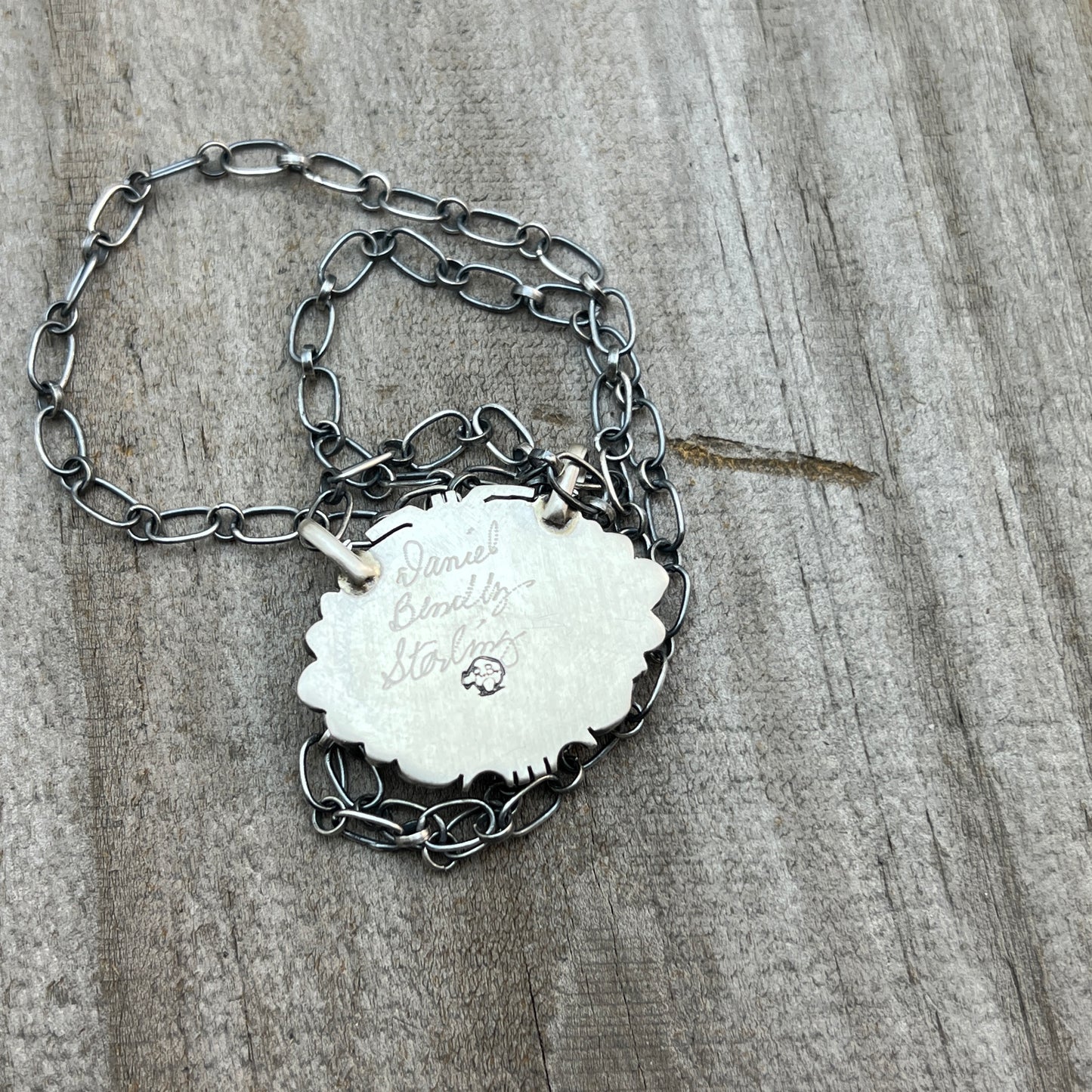 18" Kingman Spiderweb Turquoise Necklace Sterling silver Navajo Daniel Benally 591