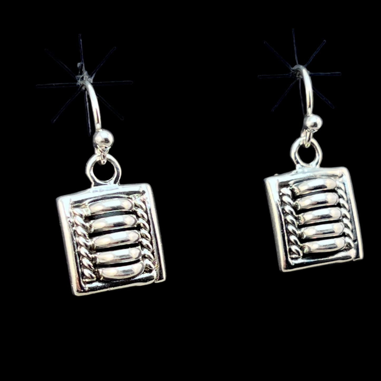 Modern Small Square dangle Earrings Handmade by Navajo artist Thomas Tom Charley 638