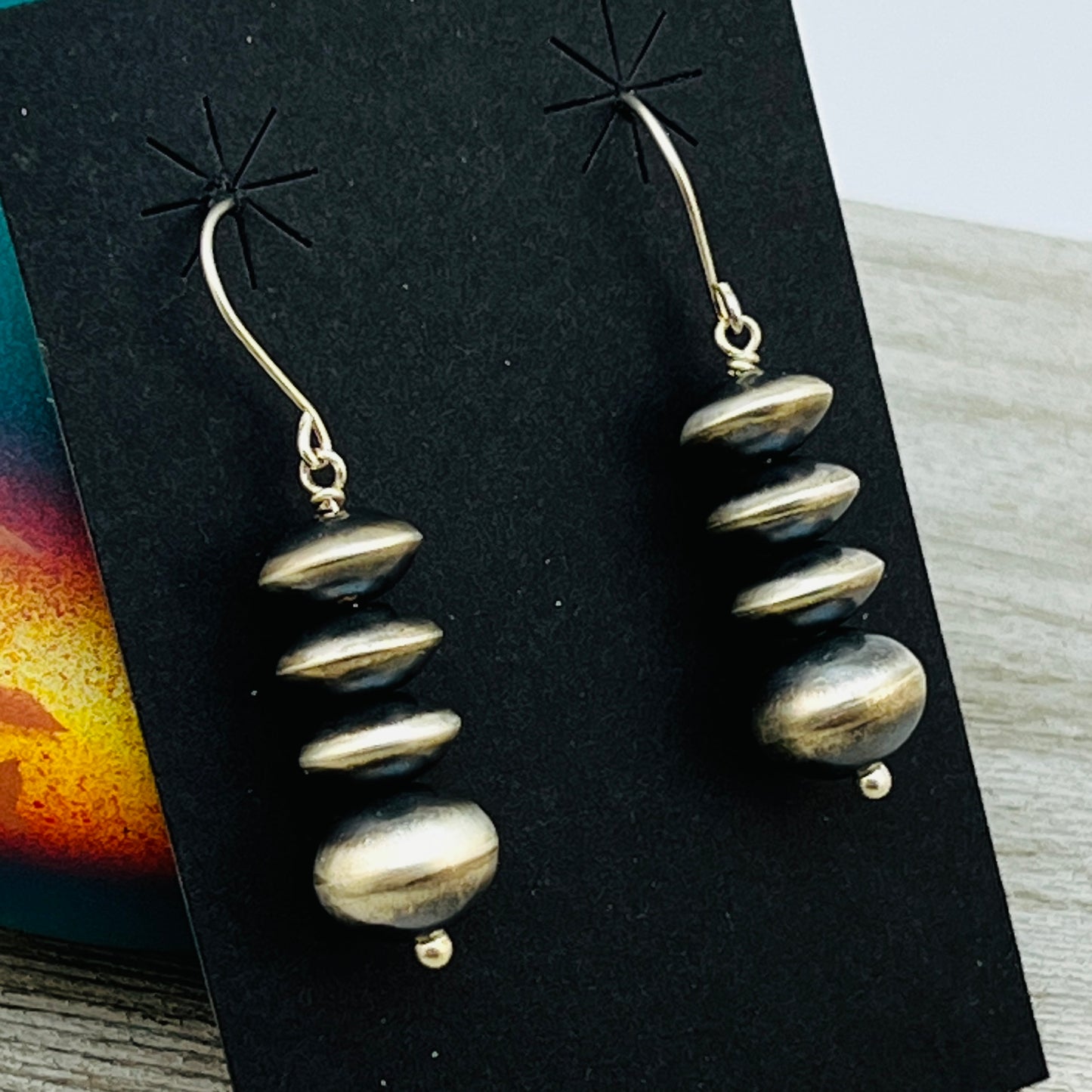 Handmade Sterling silver Navajo Bead Earrings Amanda Larry ER59