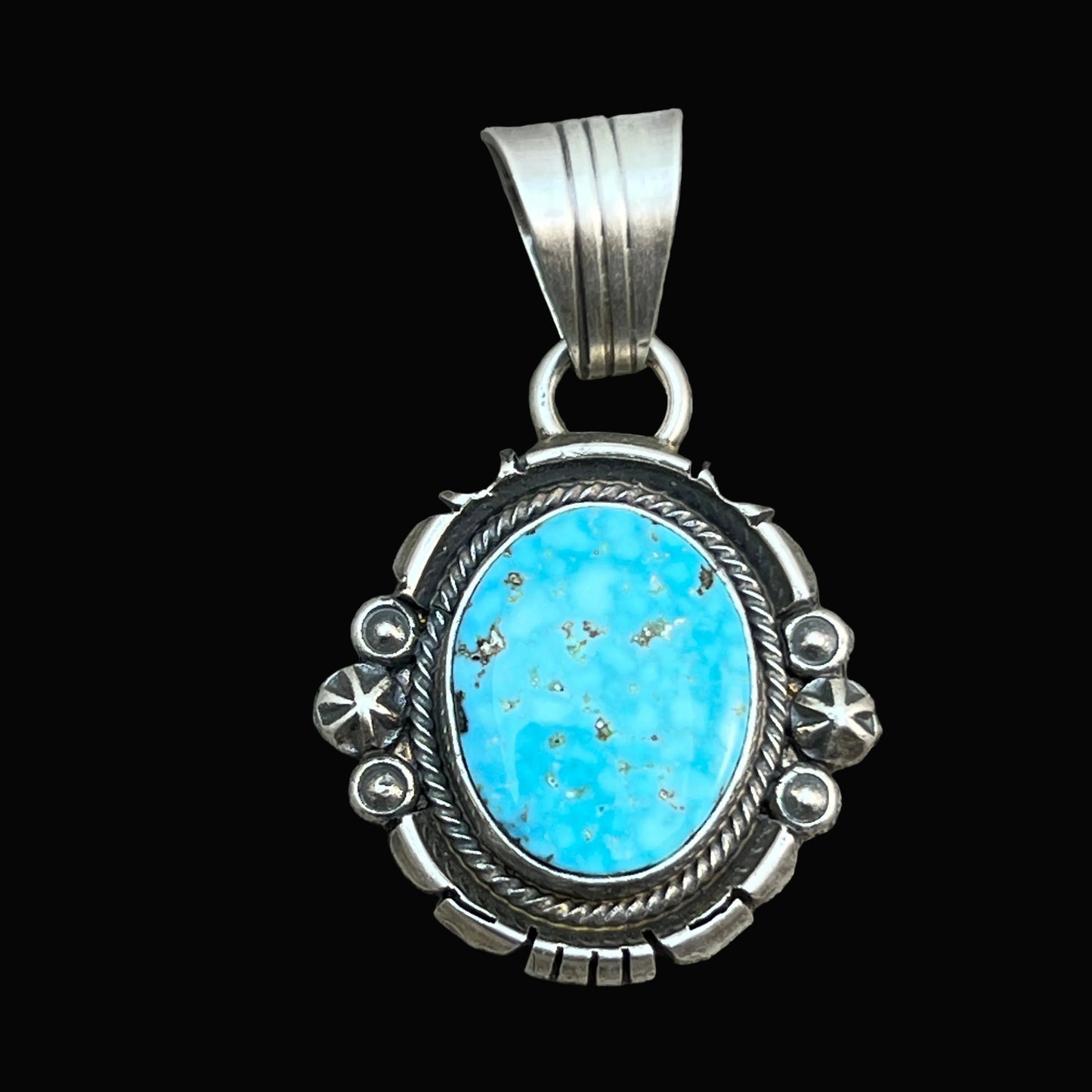 Kingman Turquoise pendant sterling silver Marita Benally Navajo 738
