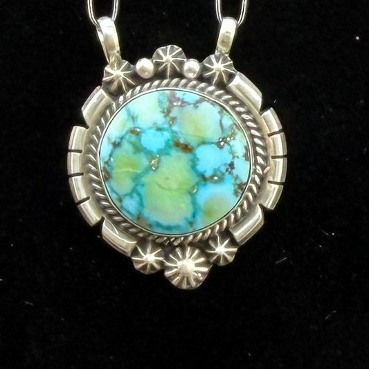 Sonoran turquoise station necklace Sterling Silver Navajo Samuel Yellowhair NK39