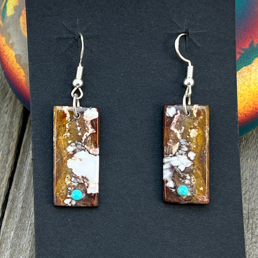 Wild Horse Slab Earrings Turquoise Zuni handmade Jesus Espino 675