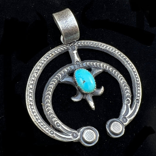 Tufa Cast Naja pendant sterling silver turquoise Navajo Eva and Linberg Billah 2