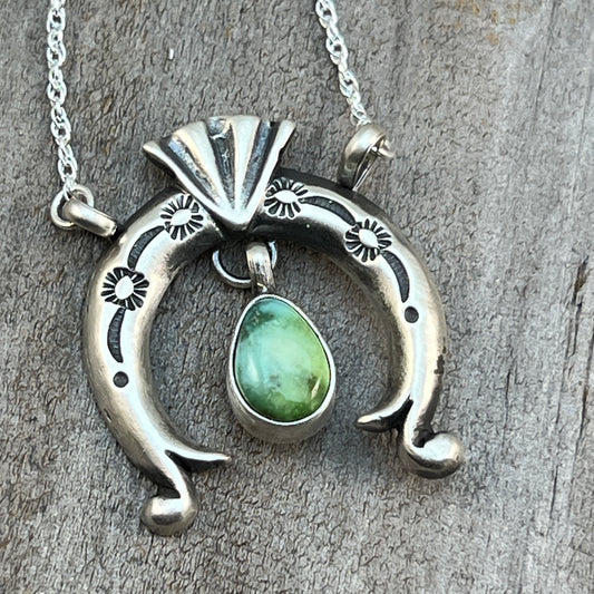 19" Sonoran Turquoise Naja Necklace Sterling silver Navajo Gary Shorty 561