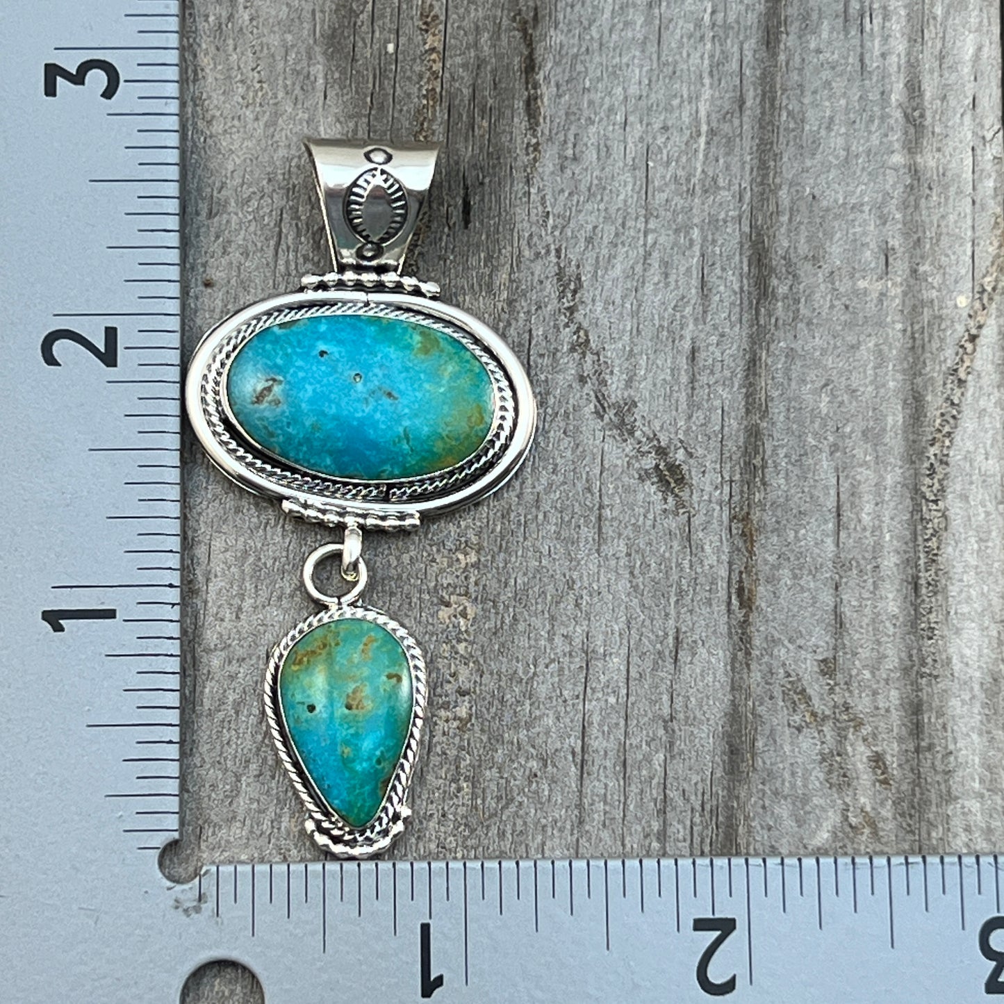 Turquoise Pendant Sterling silver Navajo Handmade Mike Smith 527