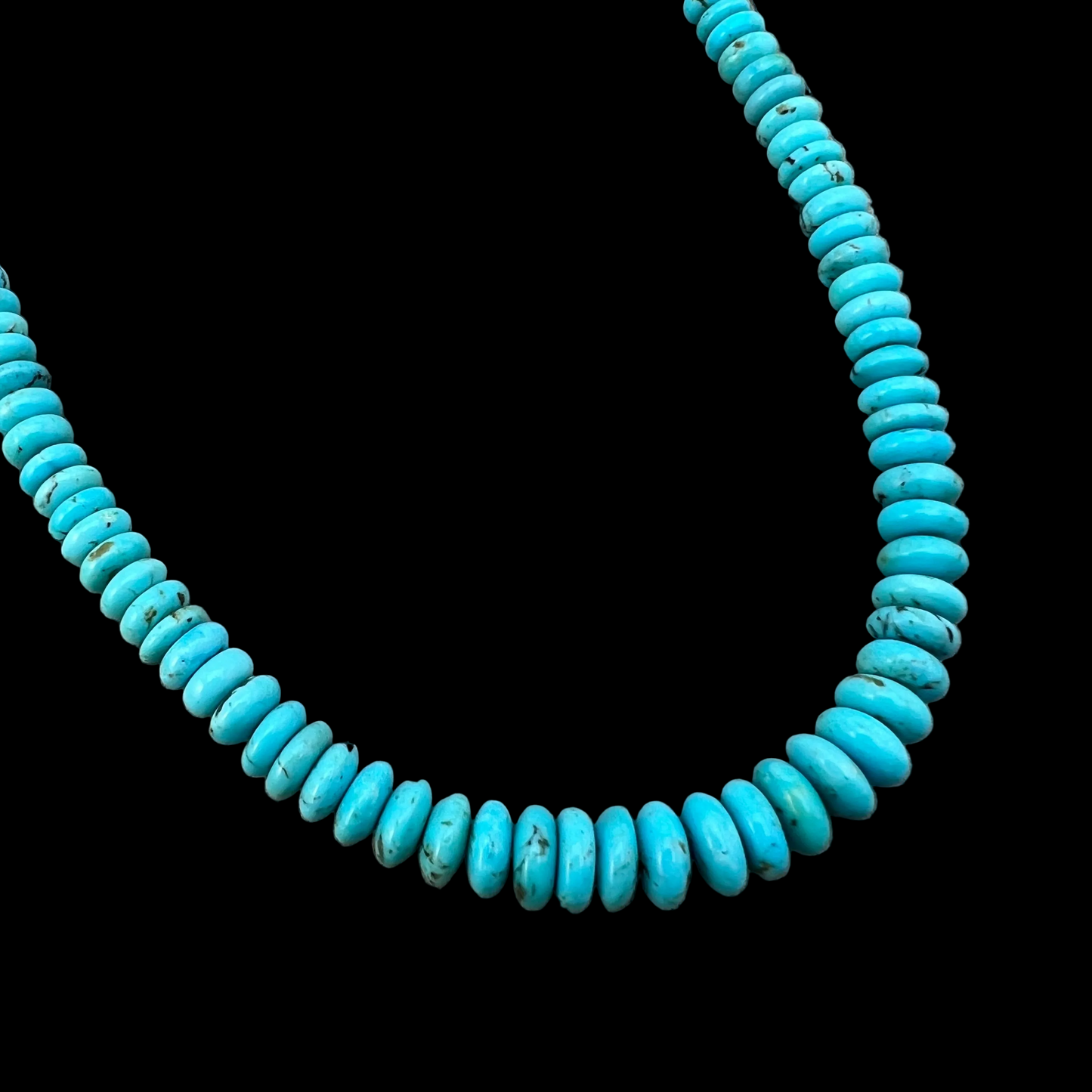 19" blue Turquoise graduated rondelle bead necklace choker Doreen Jake Navajo 779