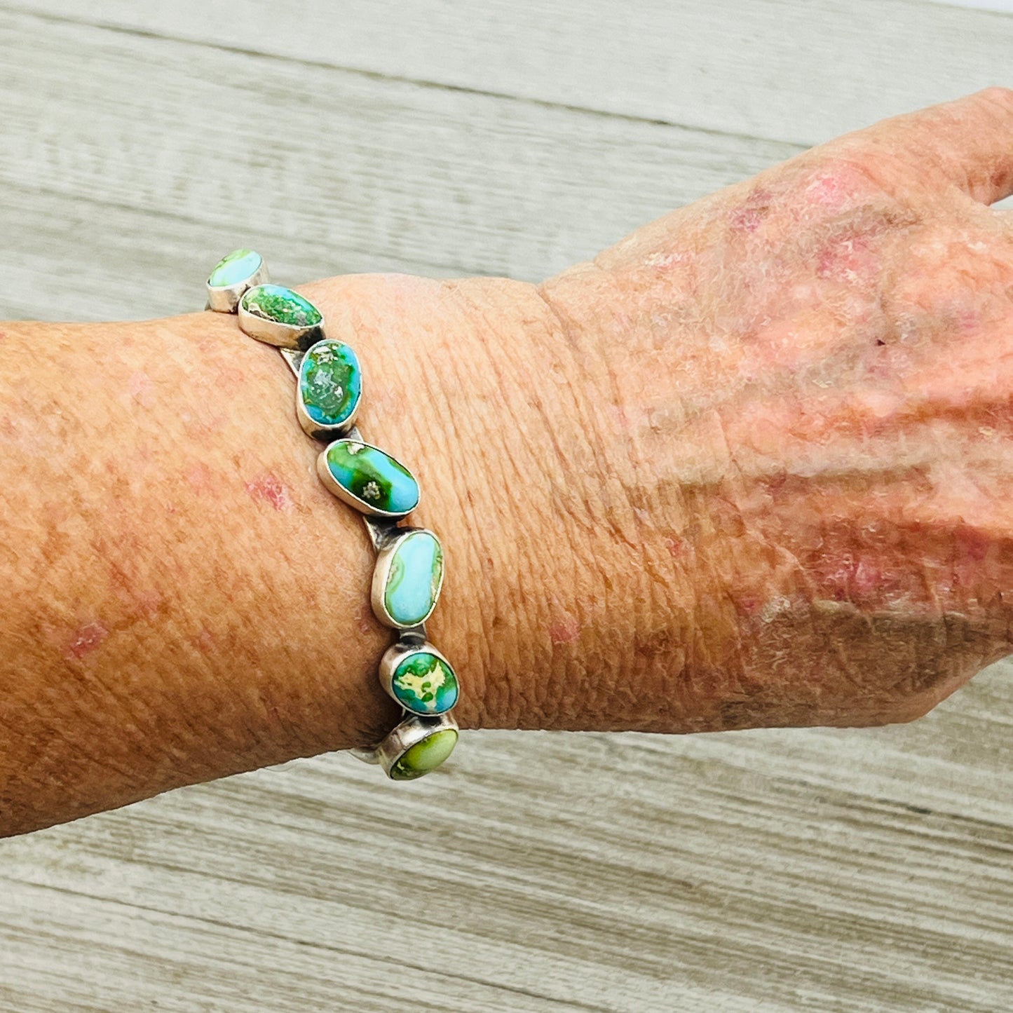 6 1/2" Sonoran Gold polychrome Turquoise cuff bracelet sterling silver Verley Betone BR25