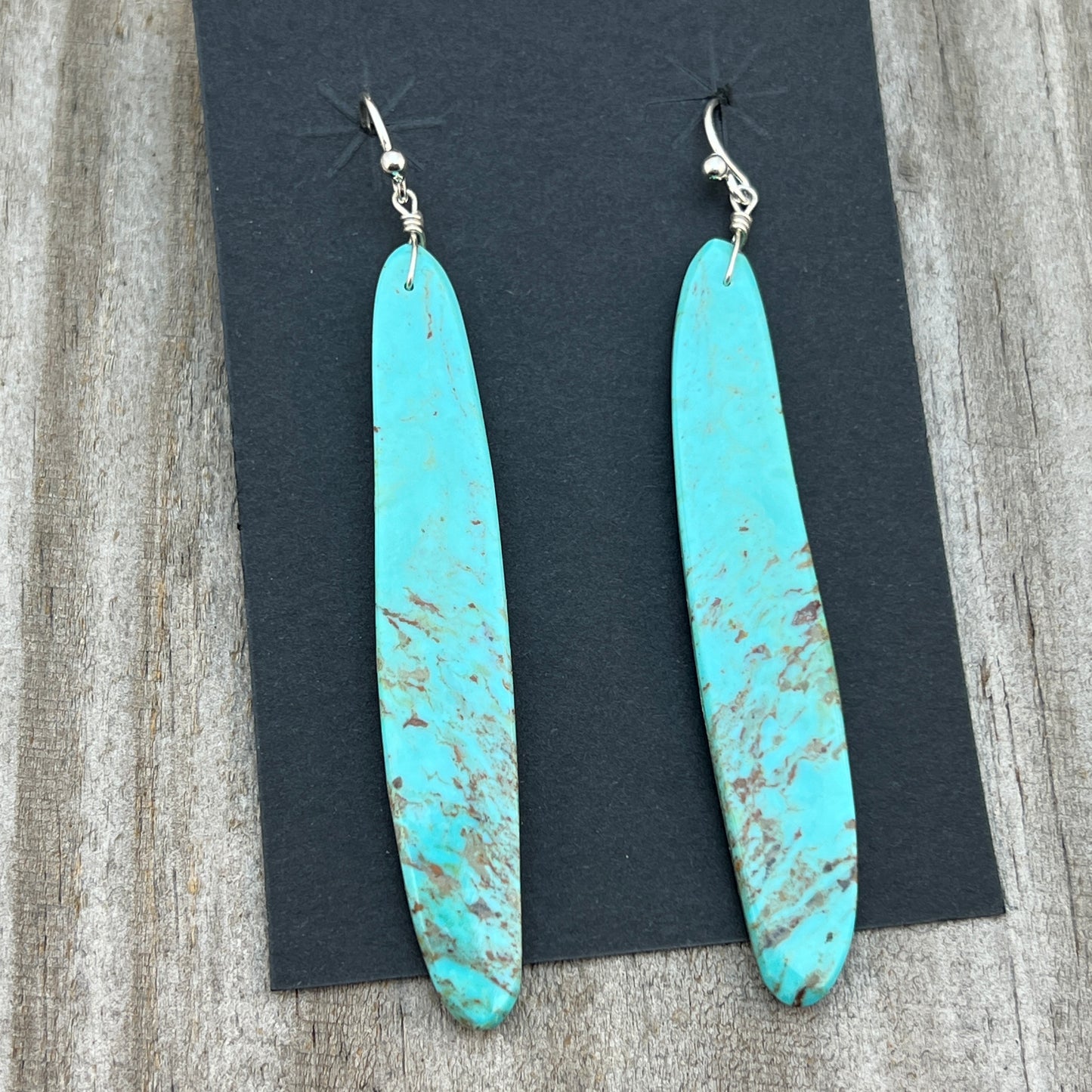 Green Kingman Turquoise slab earrings Ronald Chavez Santo Domingo 612
