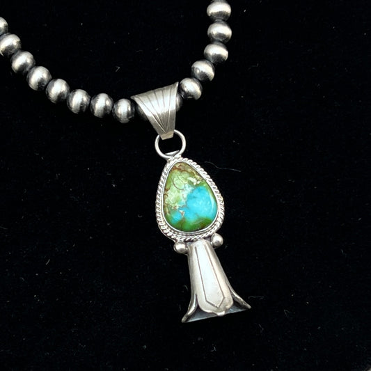 16" sterling silver Sonoran Gold squash blossom necklace 5mm beads Samuel Yellowhair