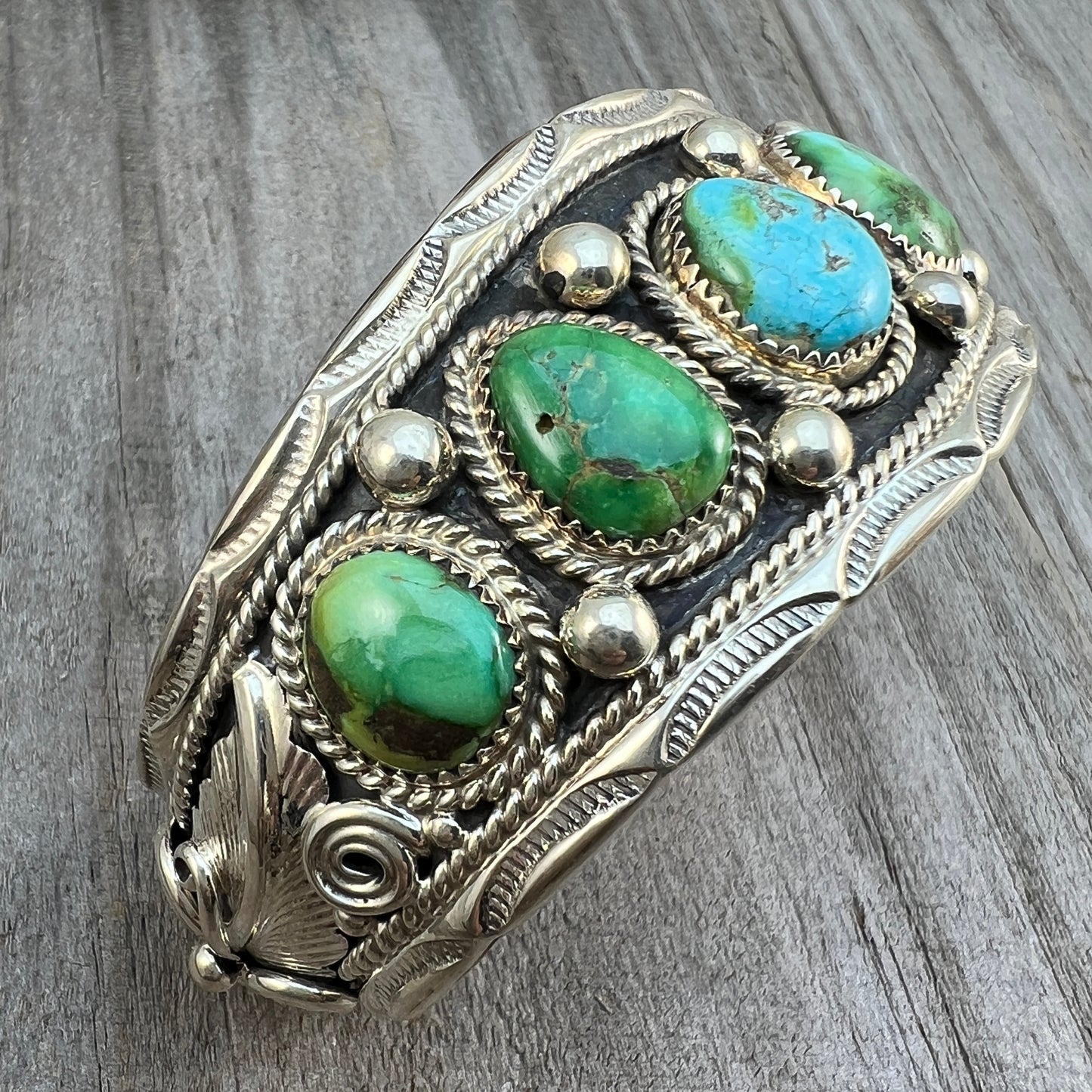 6.75" Sonoran Turquoise Cuff Bracelet, Sterling Silver Navajo Darrell Morgan #6