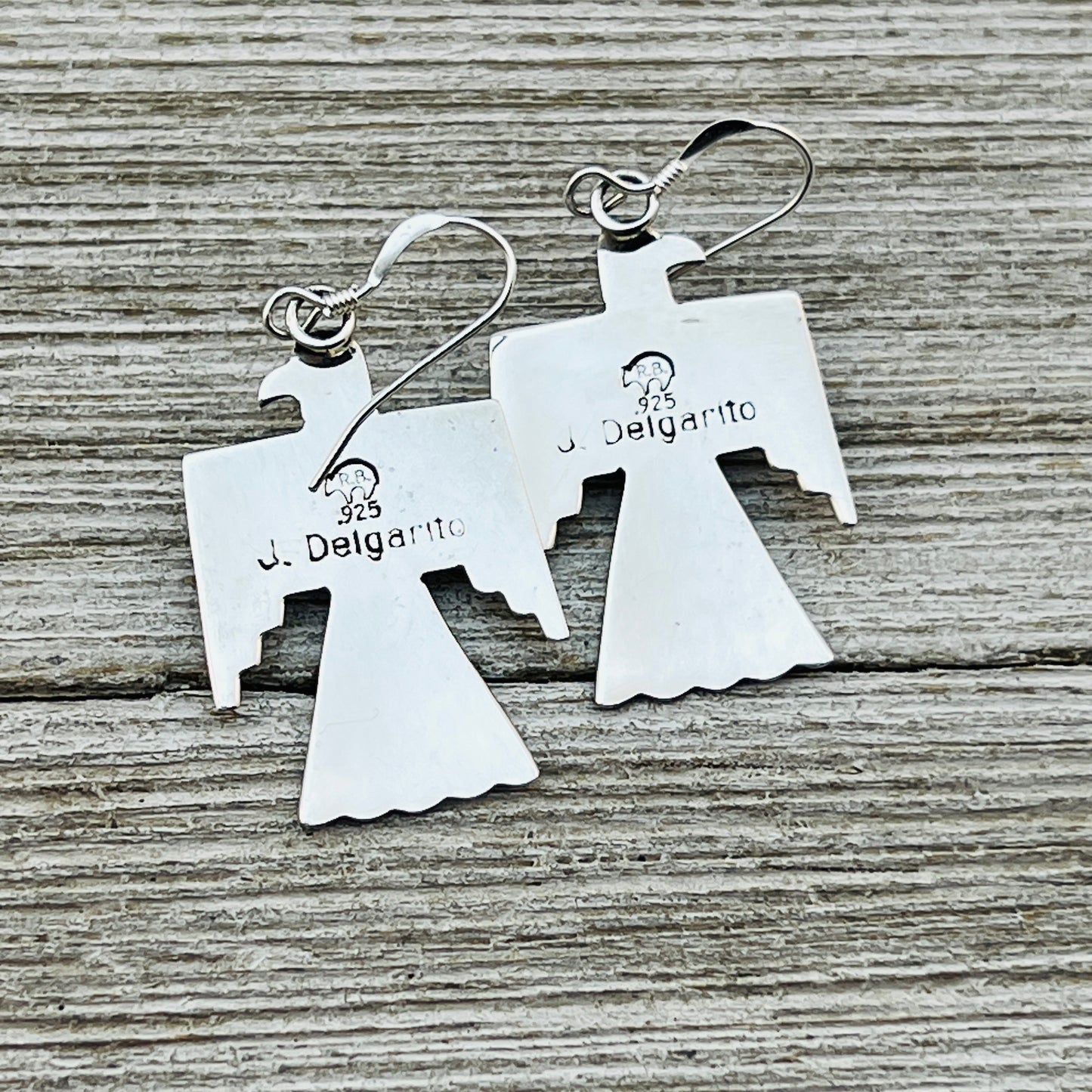 Turquoise Thunderbird Earrings Jeremy Delgarito Navajo sterling silver signed ER26