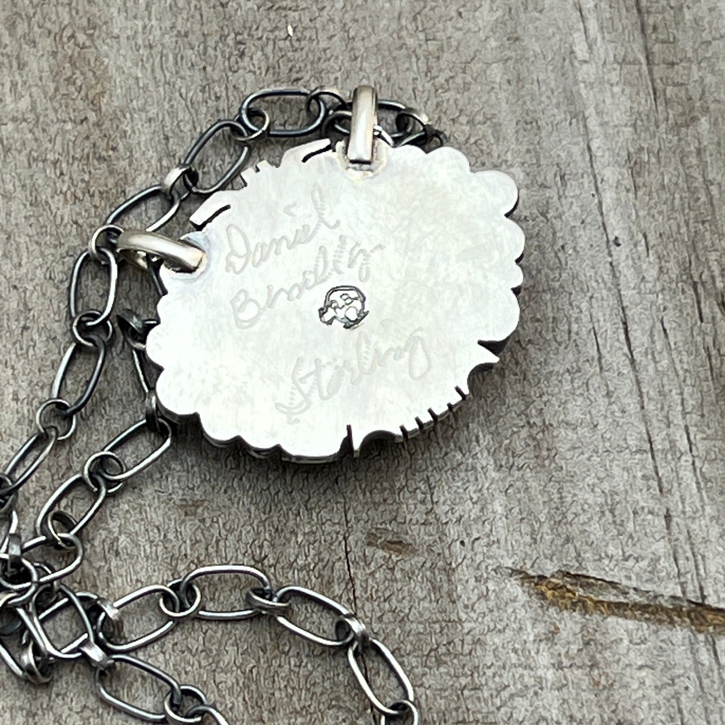 18" Kingman Spiderweb Turquoise Necklace Sterling silver Navajo Daniel Benally 592