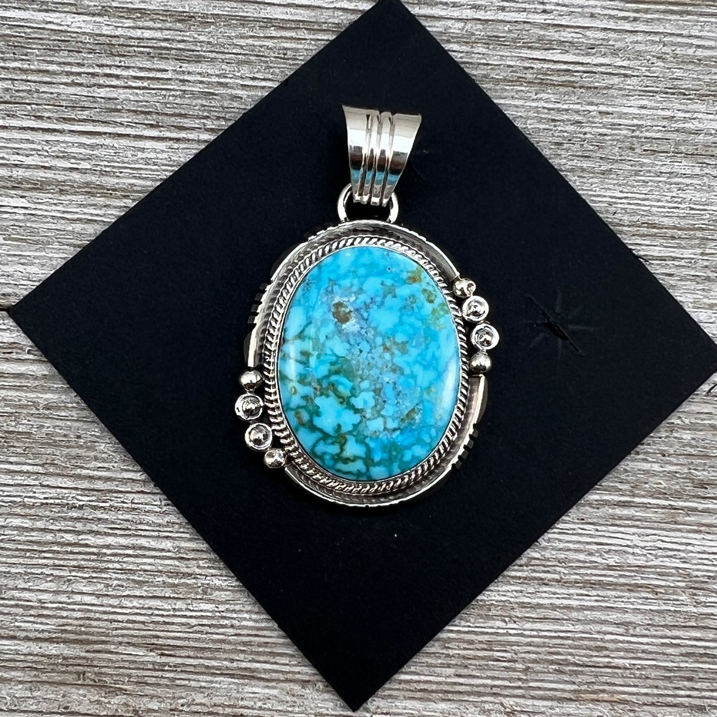 Blue Kingman Turquoise Pendant 3, Sterling Silver Daniel Benally