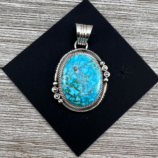 Blue Kingman Turquoise Pendant 3, Sterling Silver Daniel Benally