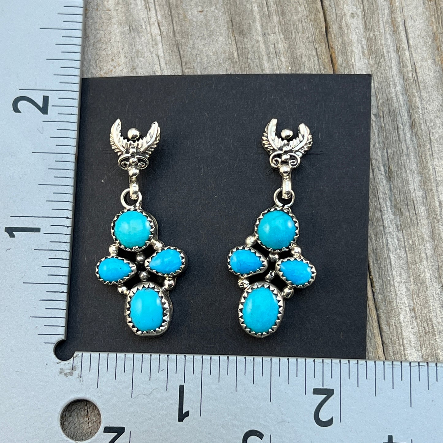 Sterling silver Turquoise cluster Earrings Bernita Begay Sterling Silver 848