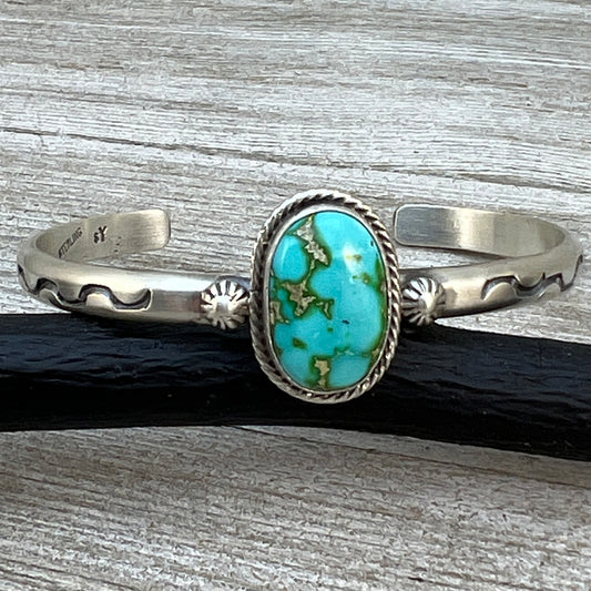 6 1/2" Sonoran Gold Turquoise Cuff Bracelet Navajo Samuel Yellowhair 467
