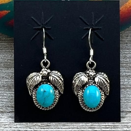 Small Turquoise dangle earrings sterling silver turquoise Sharon McCarthy 418