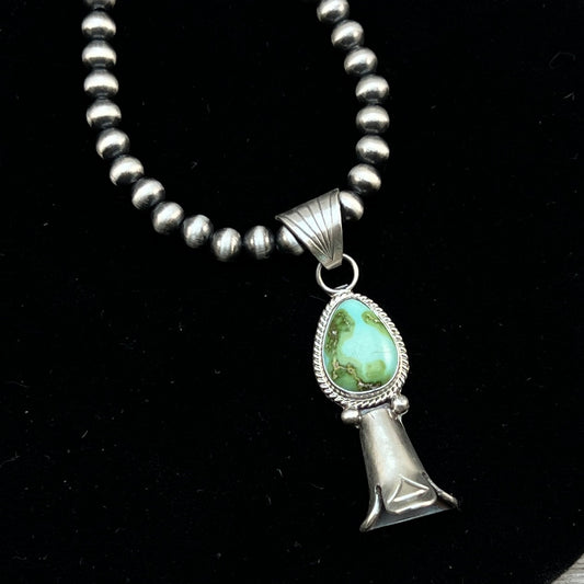 16" sterling silver Sonoran Gold Turquoise squash blossom necklace 5mm beads