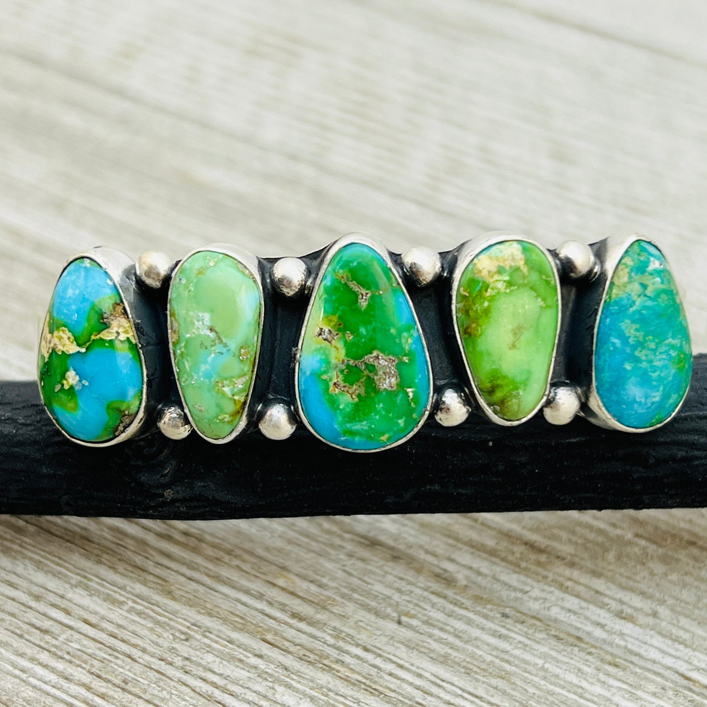 6 1/8" Sonoran polychrome Turquoise cuff bracelet sterling silver Darrell Morgan BR28