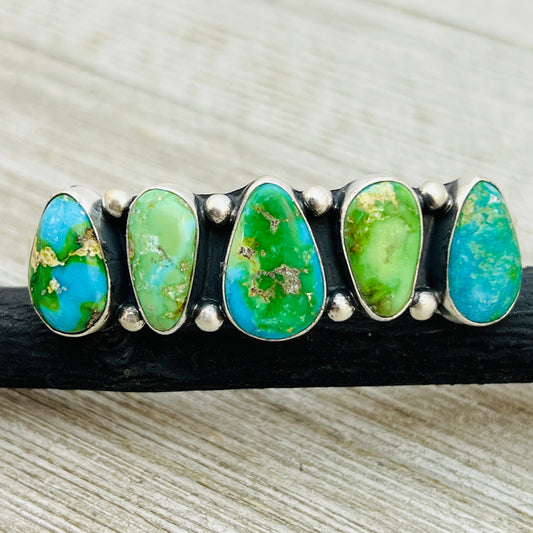 6 1/8" Sonoran polychrome Turquoise cuff bracelet sterling silver Darrell Morgan BR28