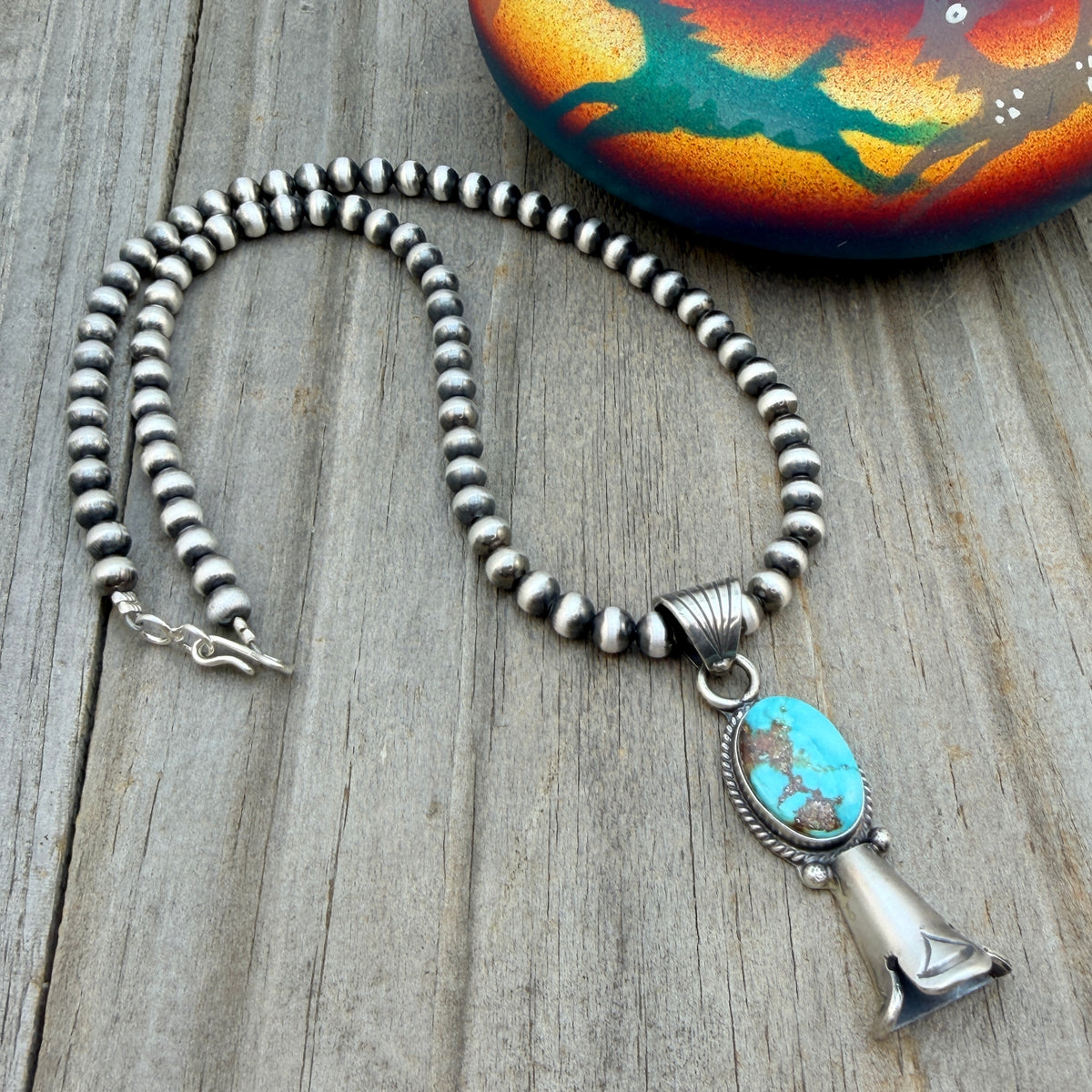 16" Sonoran Turquoise Squash Blossom Necklace Sharon McCarthy Sterling silver NK50