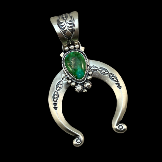 Sonoran Gold Turquoise Naja Pendant Samuel Yellowhair Sterling Silver 606