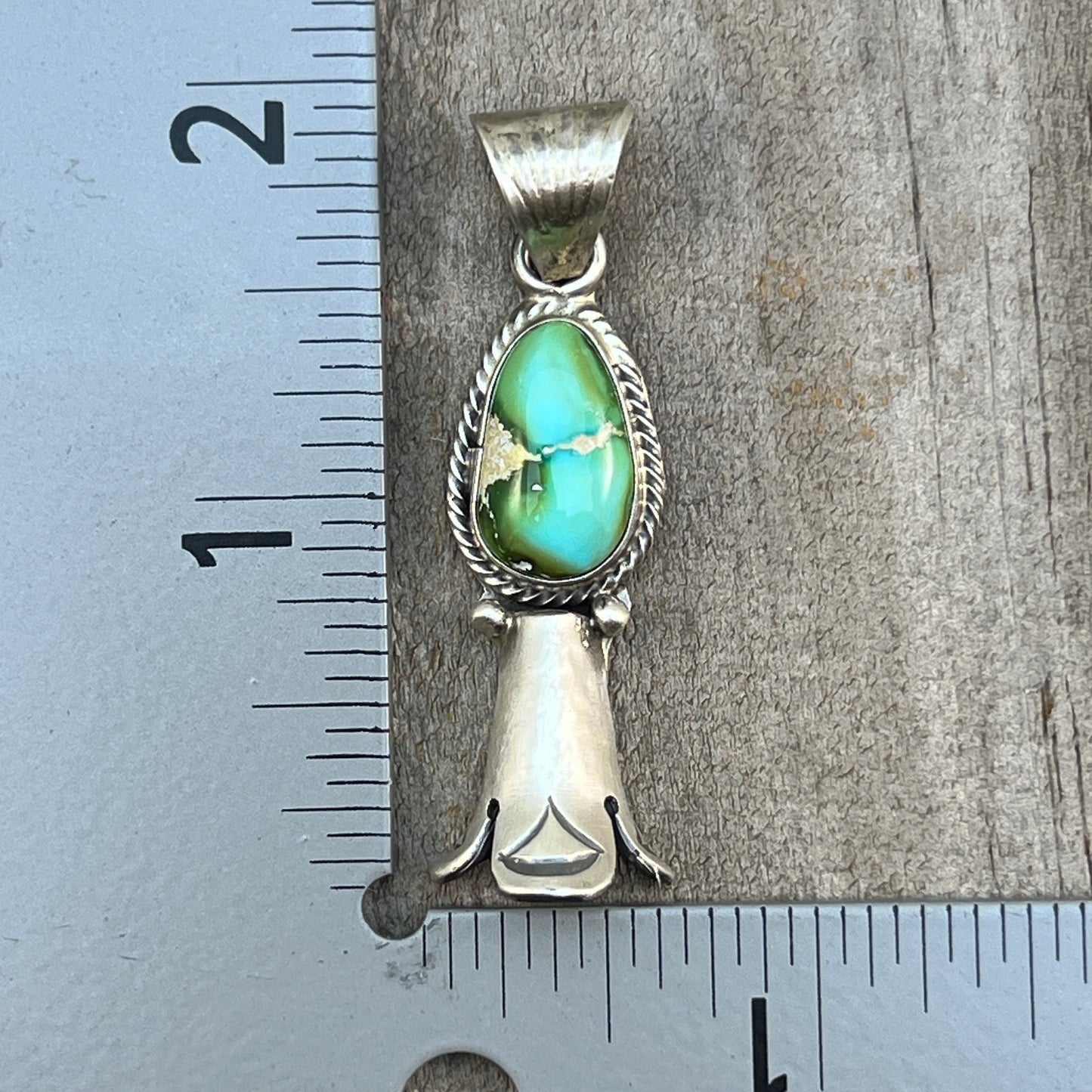 Sonoran Gold Turquoise Squash Blossom Pendant Adrienne Gordon Sterling Silver 508
