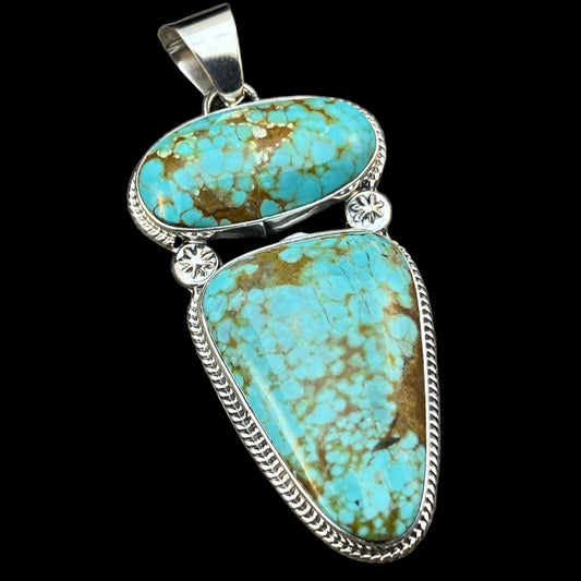 Natural Mine #8 turquoise pendant Burt Francisco Sterling Silver Navajo Handmade 574