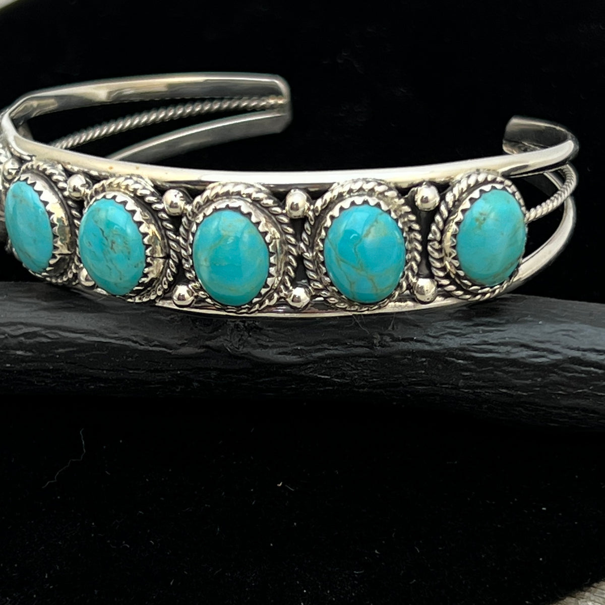 6 3/4" Campitos Turquoise Cuff Bracelet Sterling Silver Verley Betone BR44