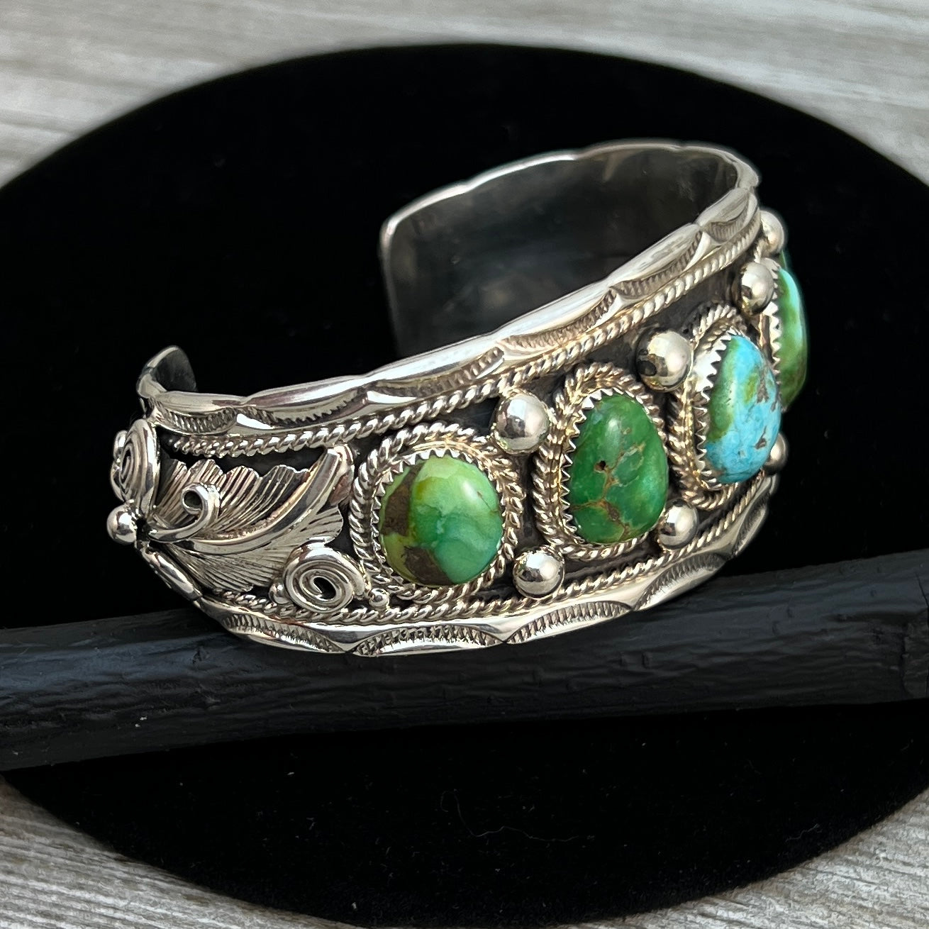6.75" Sonoran Turquoise Cuff Bracelet, Sterling Silver Navajo Darrell Morgan #6