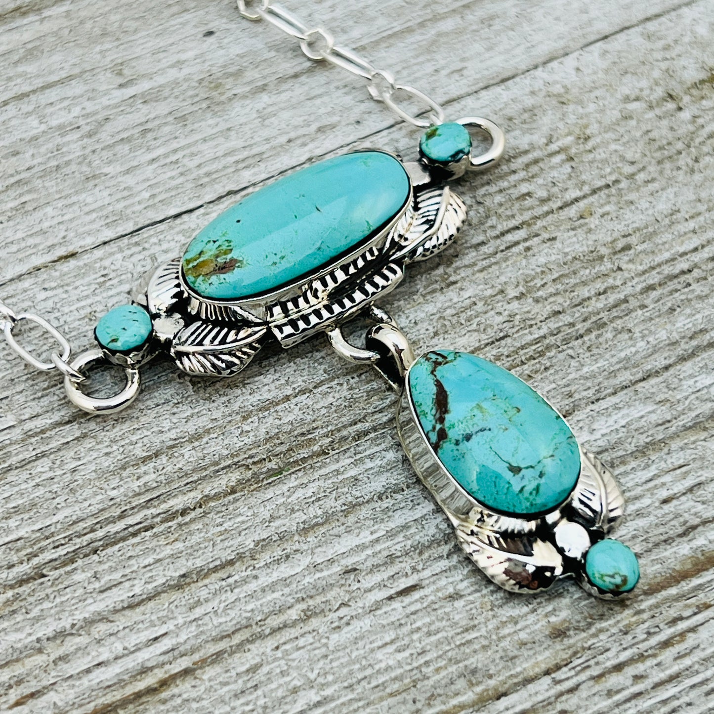 21" Turquoise necklace Navajo handmade Gilbert Smith