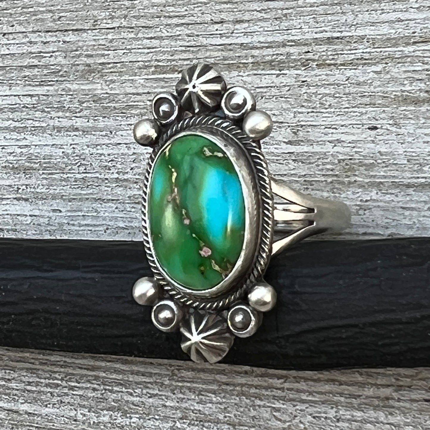 Size 8.5 Sonoran Gold turquoise sterling silver ring Maritta Benally 483