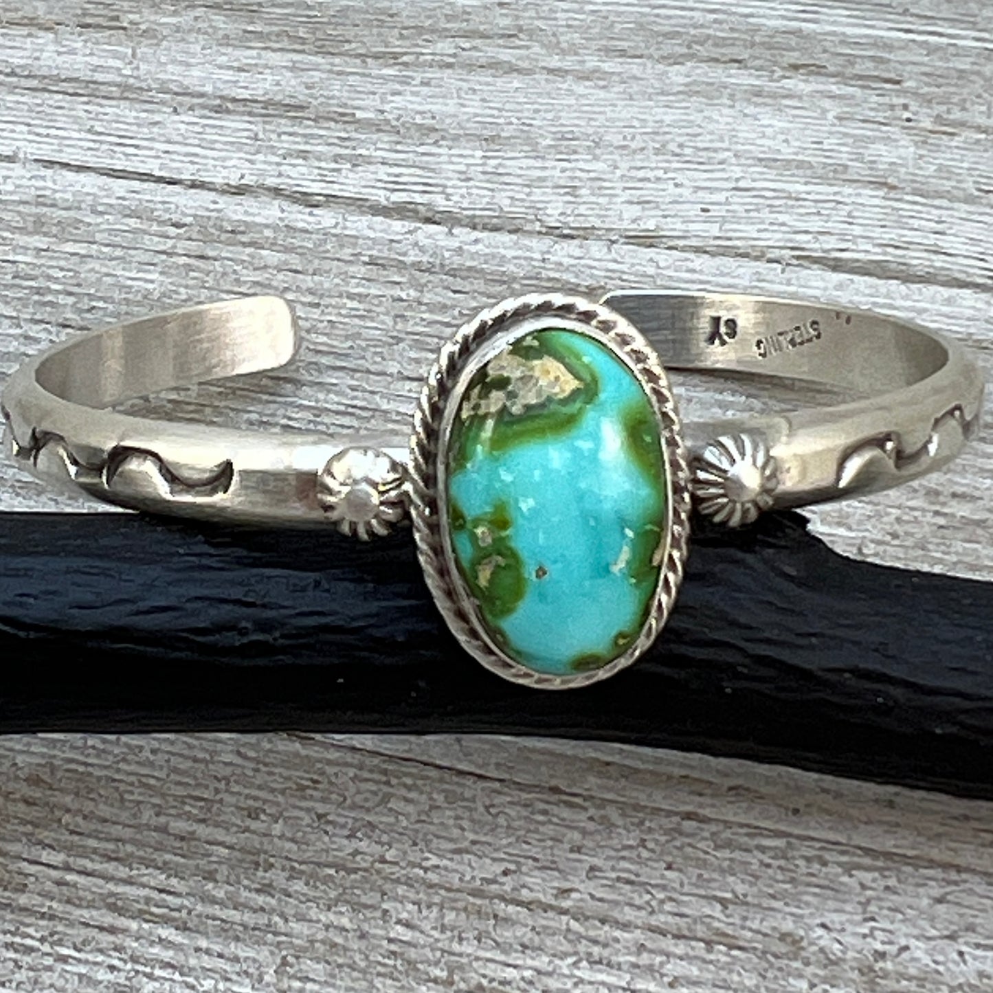 6 1/2" Sonoran Gold Turquoise Cuff Bracelet Navajo Samuel Yellowhair 468