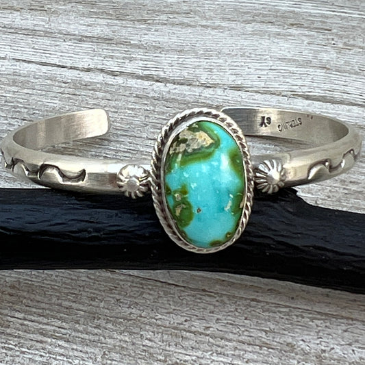 6 1/2" Sonoran Gold Turquoise Cuff Bracelet Navajo Samuel Yellowhair 468