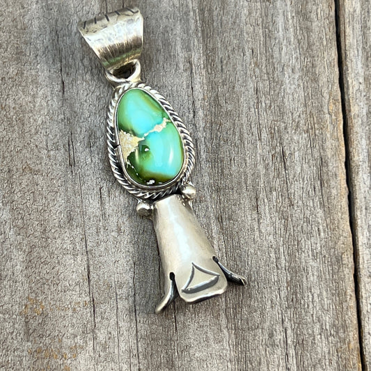 Sonoran Gold Turquoise Squash Blossom Pendant Adrienne Gordon Sterling Silver 508