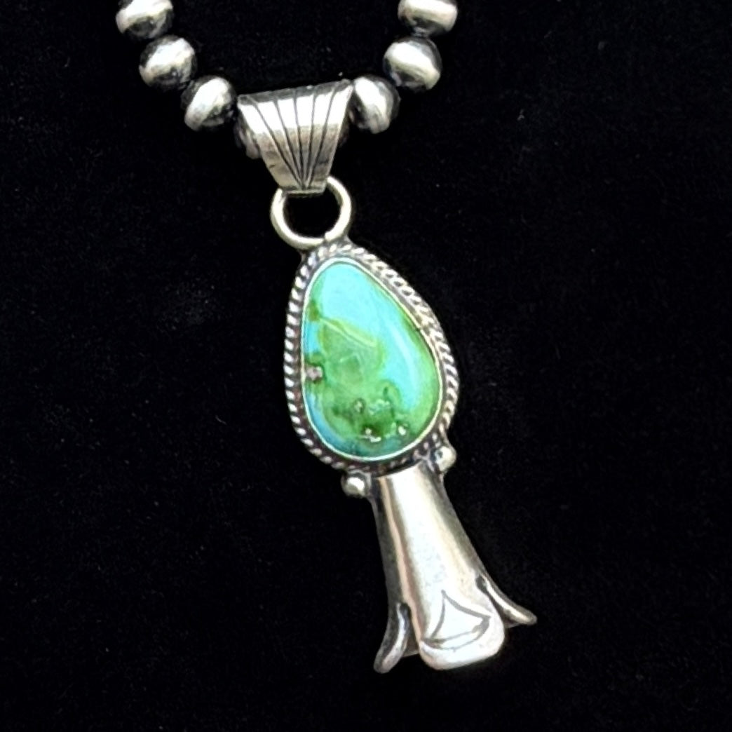 16" Sonoran Turquoise Squash Blossom Necklace Sharon McCarthy Sterling silver NK54
