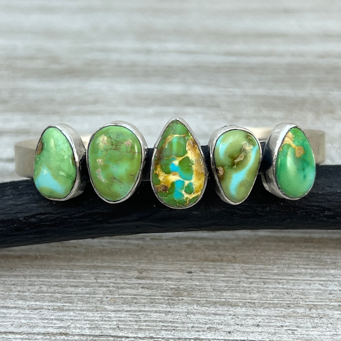 6 1/4" Sonoran Gold Turquoise Cuff Bracelet Sterling silver Navajo Tom Lewis boho
