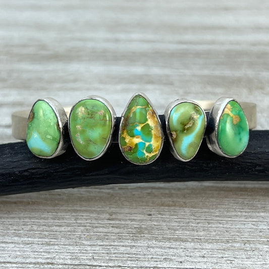 6 1/4" Sonoran Gold Turquoise Cuff Bracelet Sterling silver Navajo Tom Lewis boho