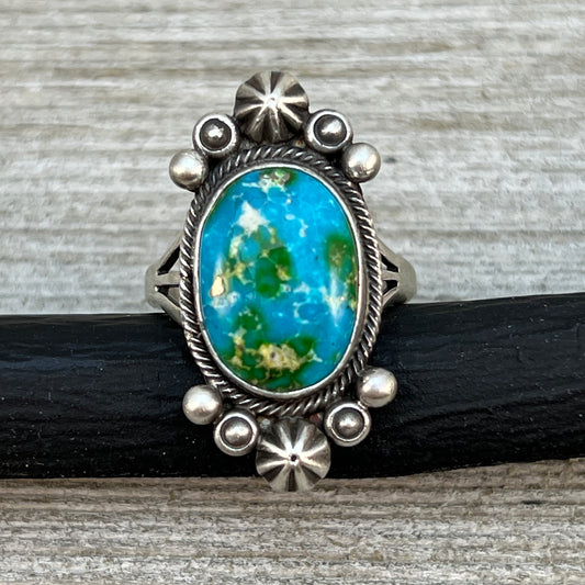Size 8 Sonoran Gold turquoise sterling silver ring Maritta Benally 484