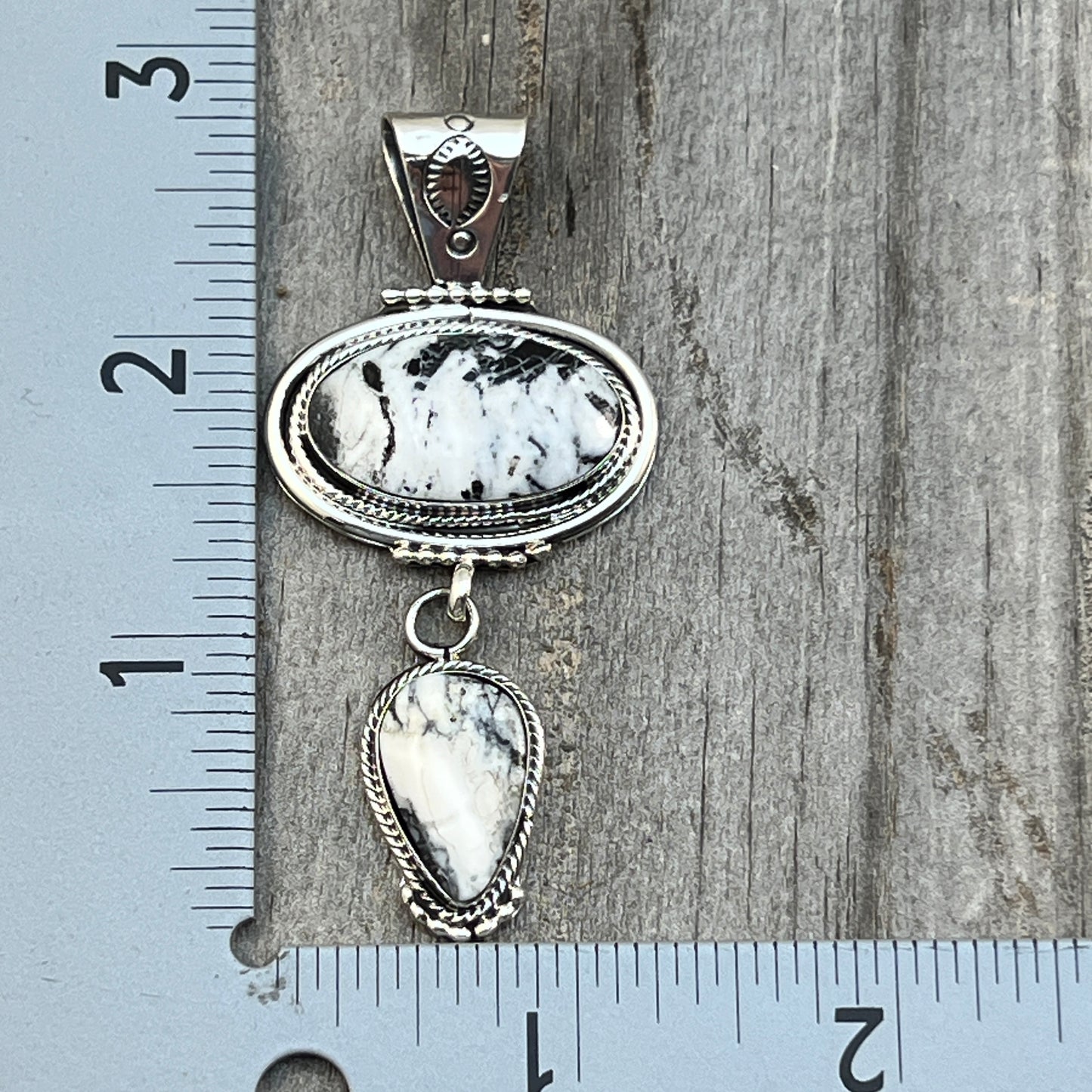 White Buffalo Pendant Sterling silver Navajo Handmade Mike Smith 519